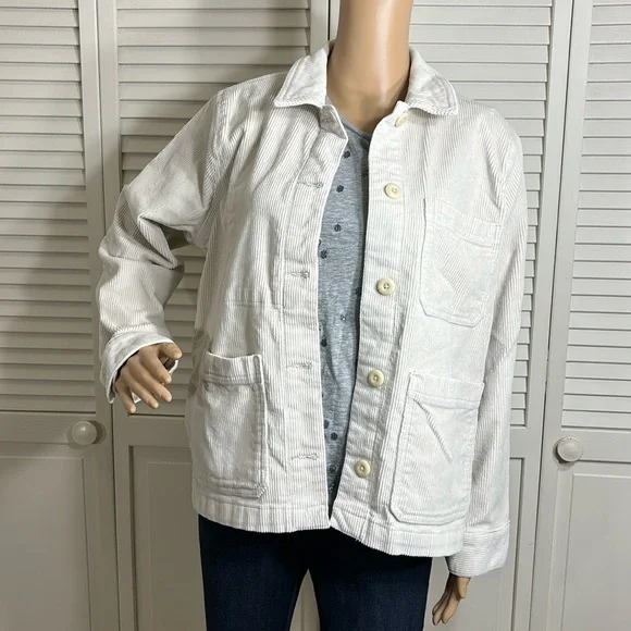 EVERLANE Women's Corduroy Chore Jacket Shacket in Bone Large - Picture 5 of 15